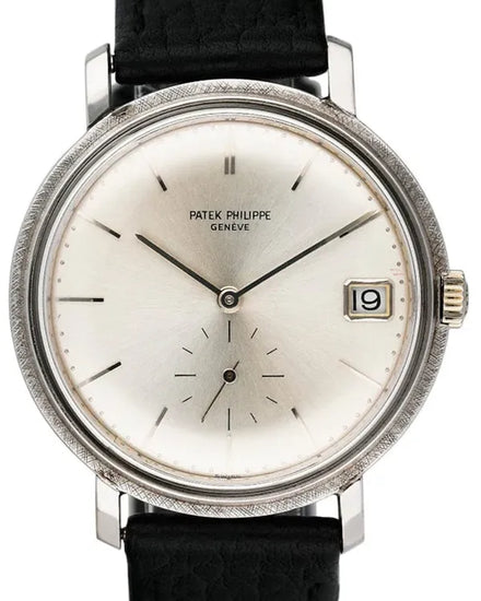Patek Philippe Calatrava 35MM Silver Dial Aftermarket Leather Strap (3445G)