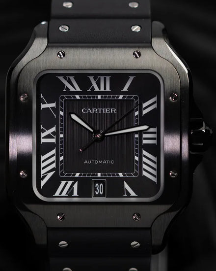 2025 Cartier Santos De Cartier 39.8MM Black Dial Rubber Strap (WSSA0039)