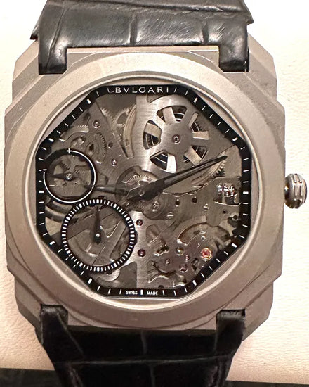 Bvlgari Octo Finissimo 40MM Skeleton Dial Leather Strap (102714)
