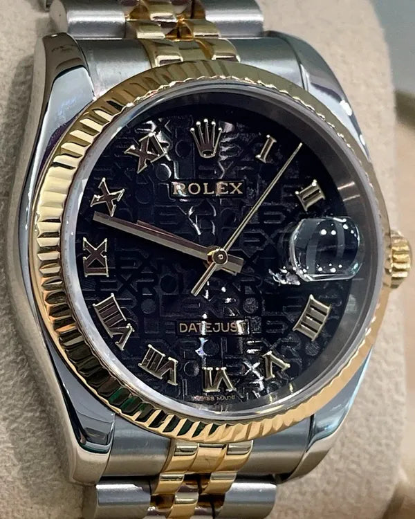 2009 Rolex Datejust 36MM Black "Jubilee" Dial Two-Tone Jubilee Bracelet (116233)