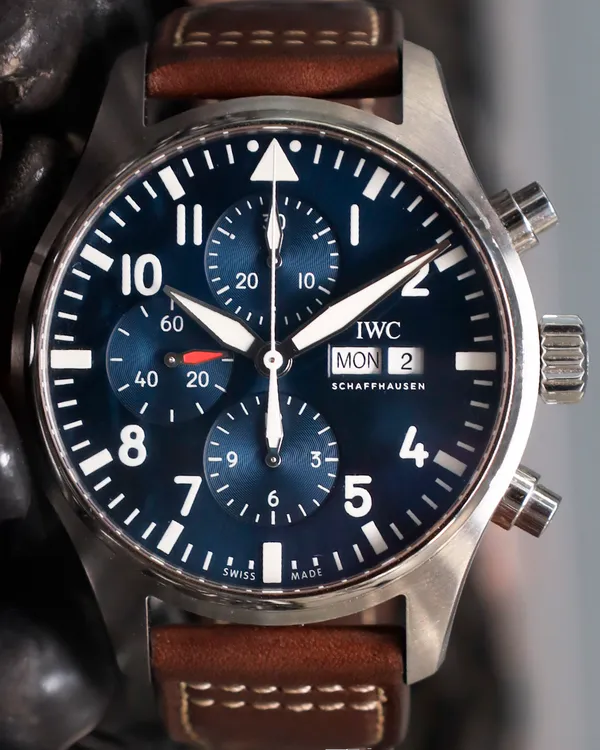 IWC Schaffhausen Pilot Chronograph "Le Petit Prince" 43MM Blue Dial Leather Strap (IW377714)