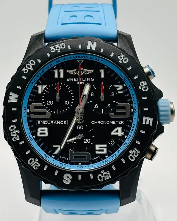 Breitling Endurance Pro 44MM Quartz Black Dial Rubber Strap (X82310)