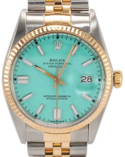 Rolex Datejust 36MM Aftermarket Turquoise Dial Two-Tone Jubilee Bracelet (16013)
