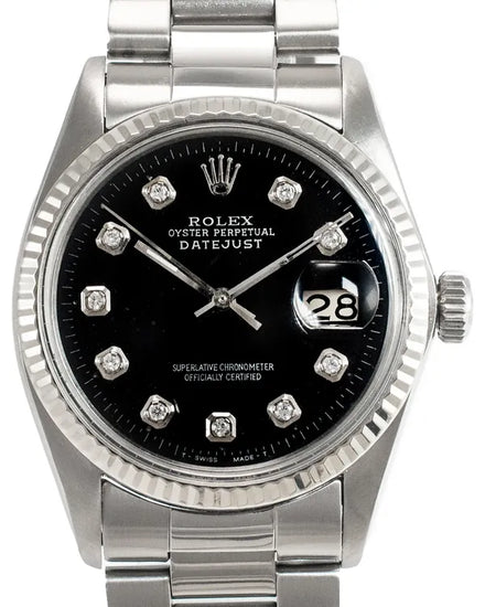 Rolex Datejust 36MM Aftermarket Black Dial Aftermarket Oyster Bracelet (16014)
