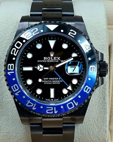 2024 Rolex GMT-Master II "Batman" 40MM Black Dial Aftermarket DLC-Coated Steel Bracelet (126710BLNR)