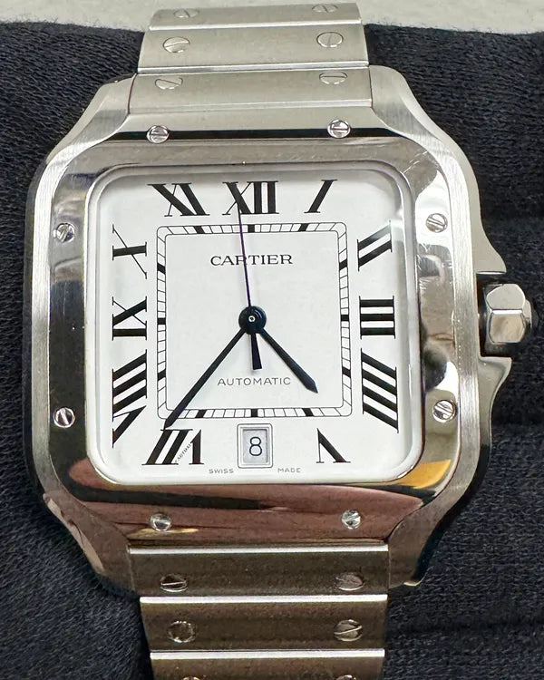 2022 Cartier Santos De Cartier 39.8MM White Dial Steel Bracelet (WSSA0018)