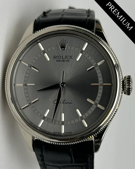 2021 Rolex Cellini Time 39MM Silver Dial Leather Strap (50509)