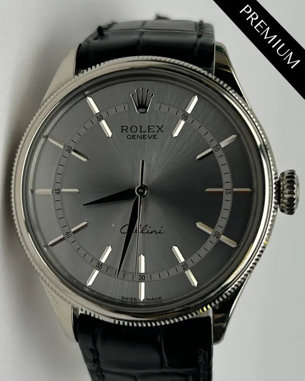 2021 Rolex Cellini Time 39MM Silver Dial Leather Strap (50509)