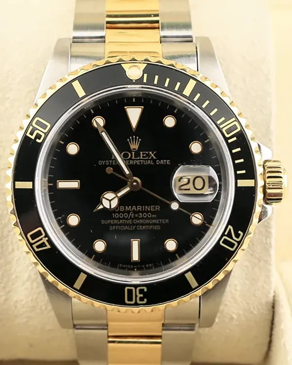 1991 (X Serial) Rolex Submariner Date 40MM Black Dial Two-Tone Oyster Bracelet (16613)