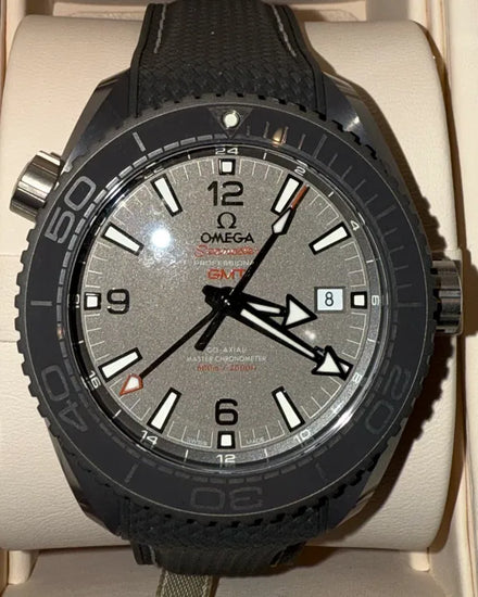 2023 Omega Seamaster Planet Ocean 600M GMT "Dark Grey" 45.5MM Grey Dial Rubber Strap (215.92.46.22.99.002)