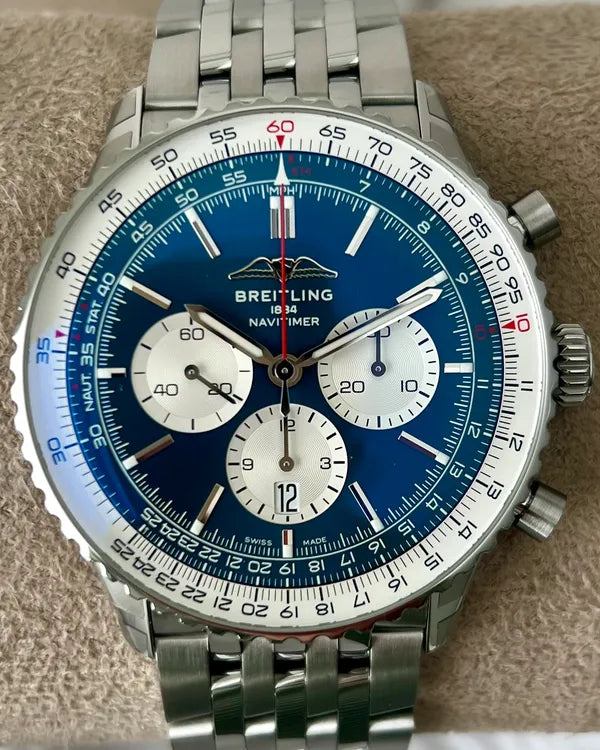 (Albert) Breitling Navitimer B01 Chronograph 46MM Blue Dial Steel Bracelet (AB0137211C1A1)