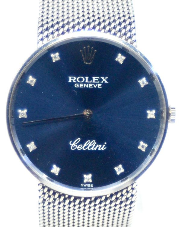 Rolex Cellini 31MM Blue Dial White Gold Bracelet (4088)