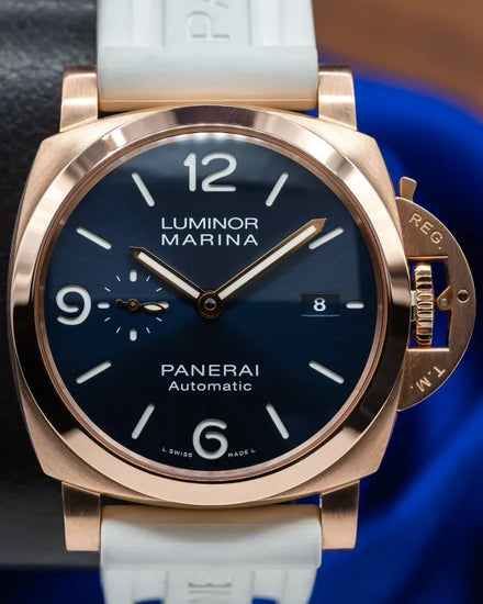 2021 Panerai Luminor Marina Goldtech 44MM Blue Dial Rubber Strap (PAM01112)