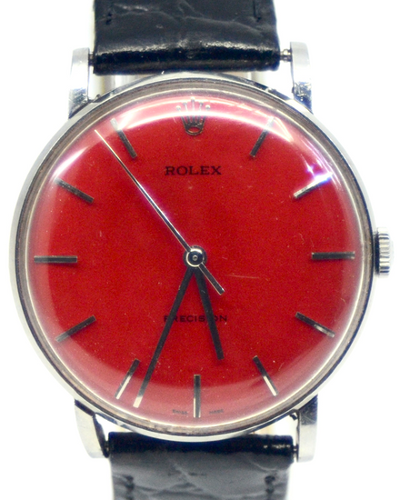 Rolex Oyster Precision 33MM Aftermarket Red Dial Aftermarket Leather Strap (34.11)
