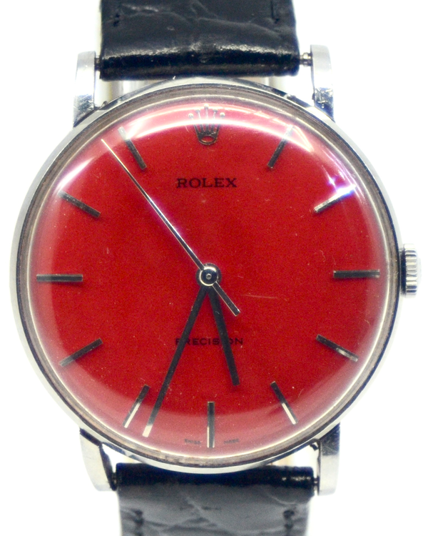 Rolex Oyster Precision 33MM Aftermarket Red Dial Aftermarket Leather Strap (34.11)