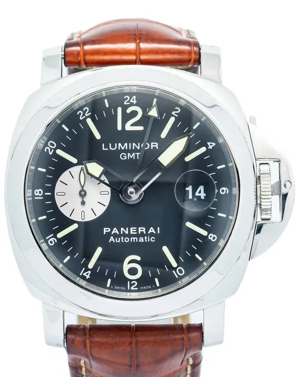 Panerai Luminor GMT 44MM Black Dial Leather Strap (PAM00088)