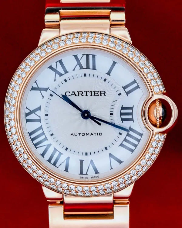 2023 Cartier Ballon Bleu 36MM Silver Dial Rose Gold Bracelet (WE9005Z3)