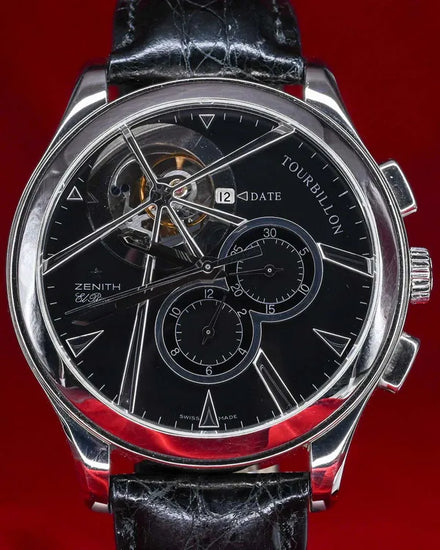 Zenith El Primero Grande Class Tourbillon L. E. 45MM Black Dial Leather Strap (65.0520.4035/21.C492)