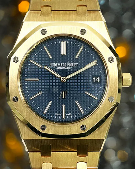 2018 Audemars Piguet Royal Oak Jumbo Extra Thin 39MM Blue Dial Yellow Gold Bracelet (15202BA.OO.1240BA.01)