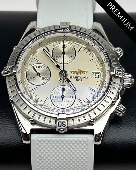 Breitling Chronomat 40MM White Dial Aftermarket Rubber Strap (A13050)