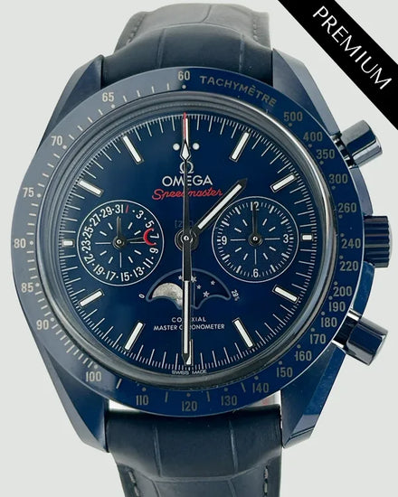 2022 Omega Speedmaster Moonphase "Blue Side of the Moon" 44.25MM Blue Dial Leather Strap (304.93.44.52.03.001)