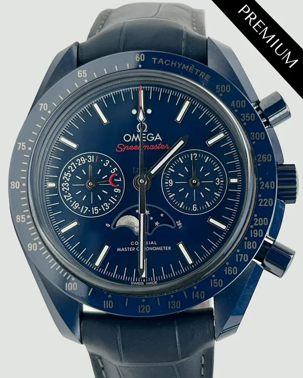 2022 Omega Speedmaster Moonphase "Blue Side of the Moon" 44.25MM Blue Dial Leather Strap (304.93.44.52.03.001)