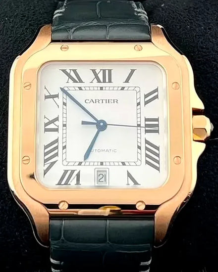 2022 Cartier Santos De Cartier 39.8MM Silver Dial Leather Strap (WGSA0019)