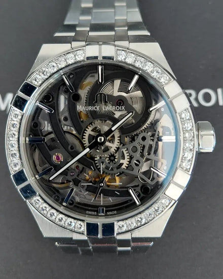 No Reserve - 2022 Maurice Lacroix Aikon Automatic Skeleton 45MM Skeleton Dial Steel Bracelet (AI6028-SS002-030-2)