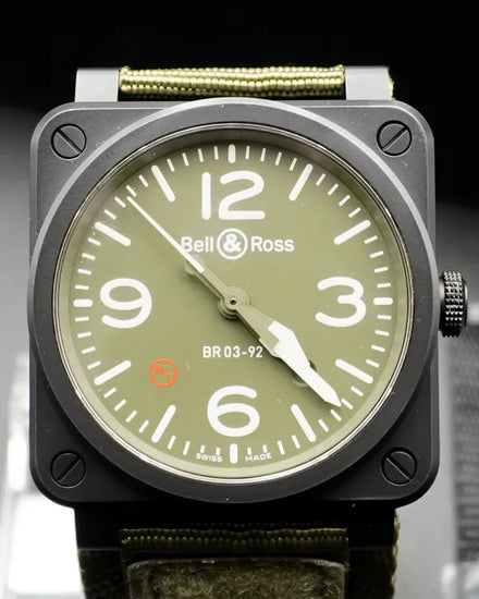 Bell & Ross BR 03 42MM Green Dial Textile Strap (BR0392-MIL-CE)
