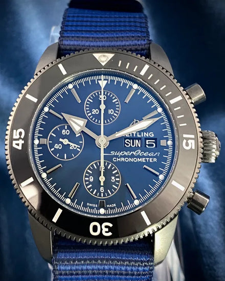 2024 Breitling Superocean Heritage Chronograph 44MM Blue Dial Textile Strap (M133132A1C1W1)