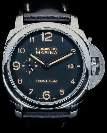 2014 Panerai Luminor Marina 1950 3 Days 44MM Black Dial Leather Strap (PAM00359)