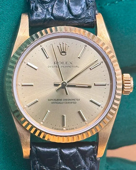 1991 Rolex Oyster Perpetual 31MM Champagne Dial Leather Strap (67518)