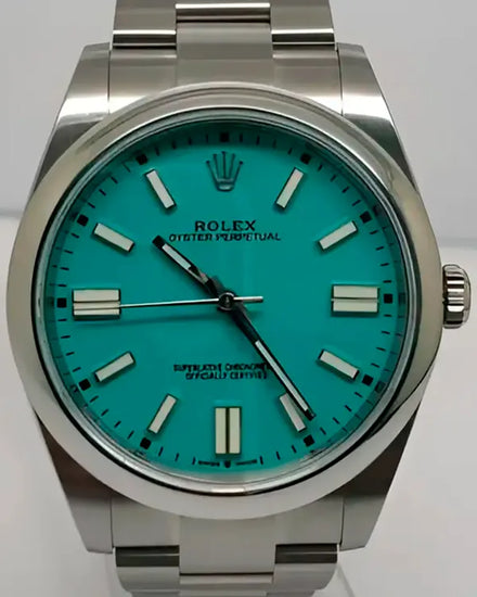 2024 Rolex Oyster Perpetual 41MM Aftermarket "Tiffany" Blue Dial Oyster Bracelet (124300)