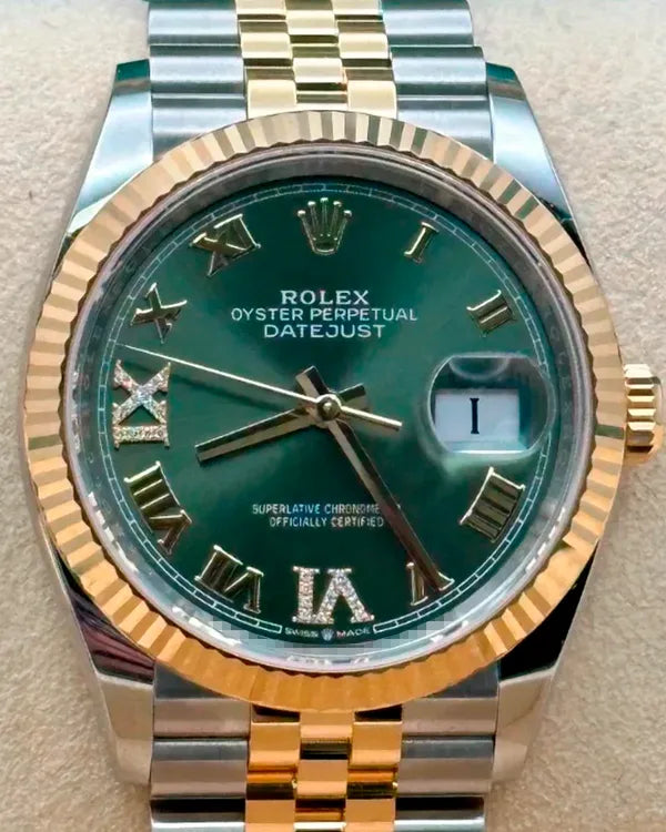 2024 Rolex Datejust 36MM Green Dial Two-Tone Jubilee Bracelet (126233)