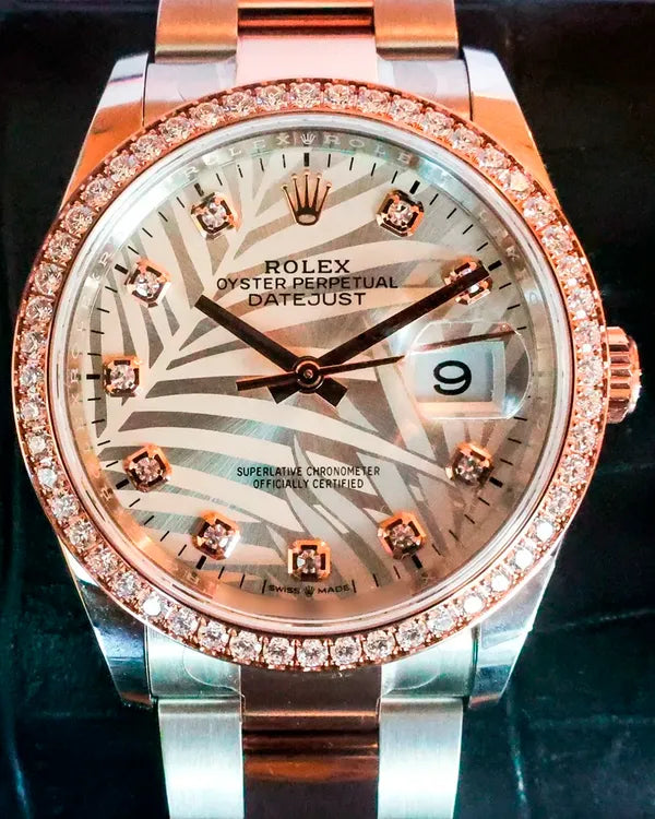 2023 Rolex Datejust 36MM Silver "Palm Motif" Dial Two-Tone Oyster Bracelet (126281RBR)