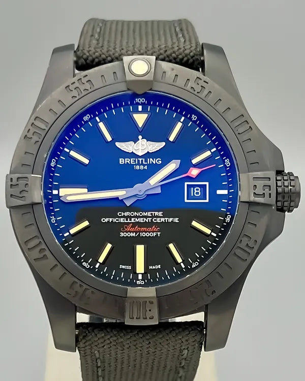 (OSCAR) Breitling Avenger Blackbird 48MM Black Dial Textile Strap (V17310)