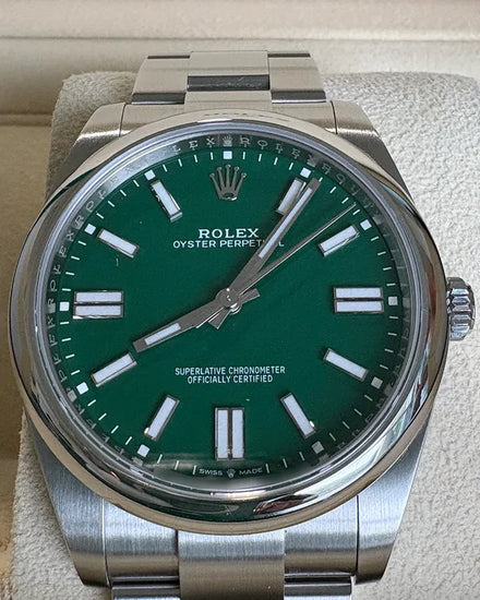 2023 Rolex Oyster Perpetual 41MM Green Dial Oyster Bracelet (124300)