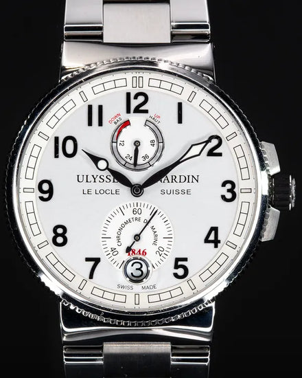 Ulysse Nardin Marine Chronometer Manufacture 43MM Silver Dial Steel Bracelet (1183-126)