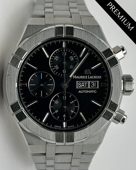 No Reserve - Maurice Lacroix Aikon Automatic 44MM Black Dial Steel Bracelet (AI6038)
