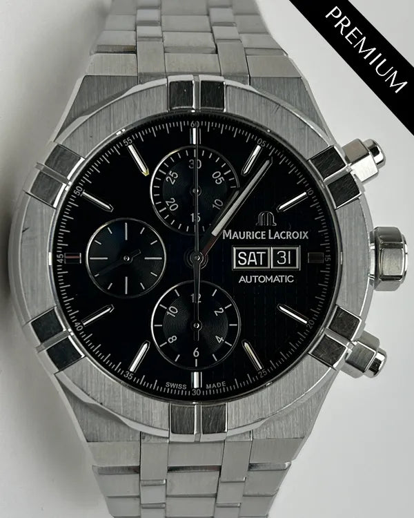 No Reserve - Maurice Lacroix Aikon Automatic 44MM Black Dial Steel Bracelet (AI6038-SS002-330-1)