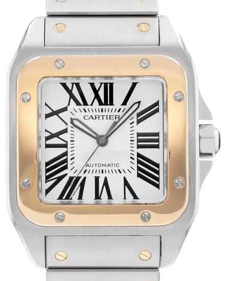 Cartier Santos 100 38MM Silver Dial Two-Tone Bracelet (W200728G)