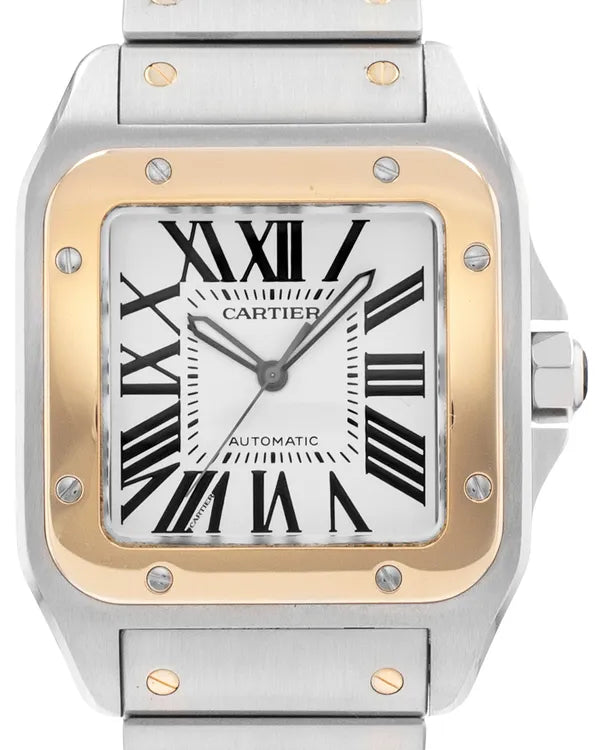 Cartier Santos 100 38MM Silver Dial Two-Tone Bracelet (W200728G)