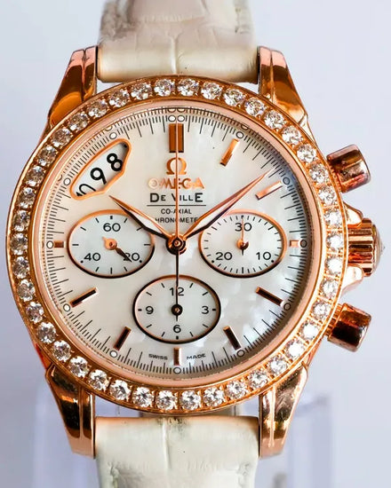 Omega De Ville 35MM Mother of Pearl Dial Leather Strap (422.58.35.50.05.002)