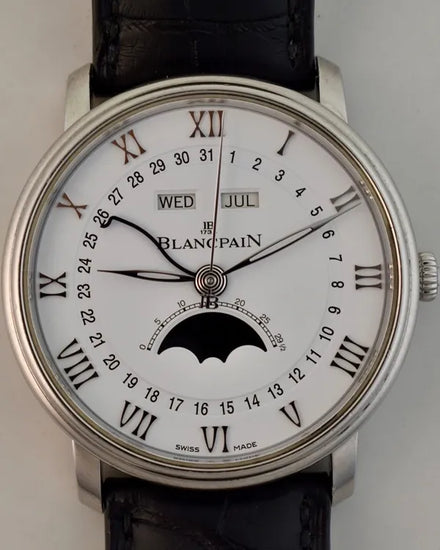 Blancpain Villeret Quantième Complet 40MM White Dial Leather Strap (6654A-1127-55B)