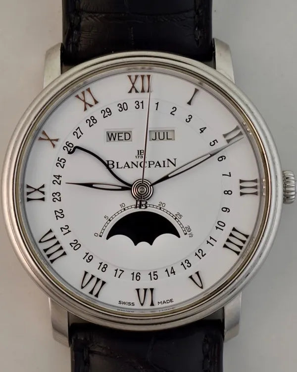 Blancpain Villeret Quantième Complet 40MM White Dial Leather Strap (6654A-1127-55B)