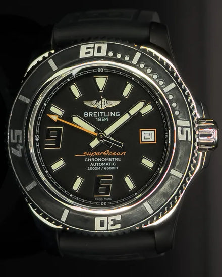 2015 Breitling Superocean 44MM Black Dial Rubber Strap (A1739102/BA80)