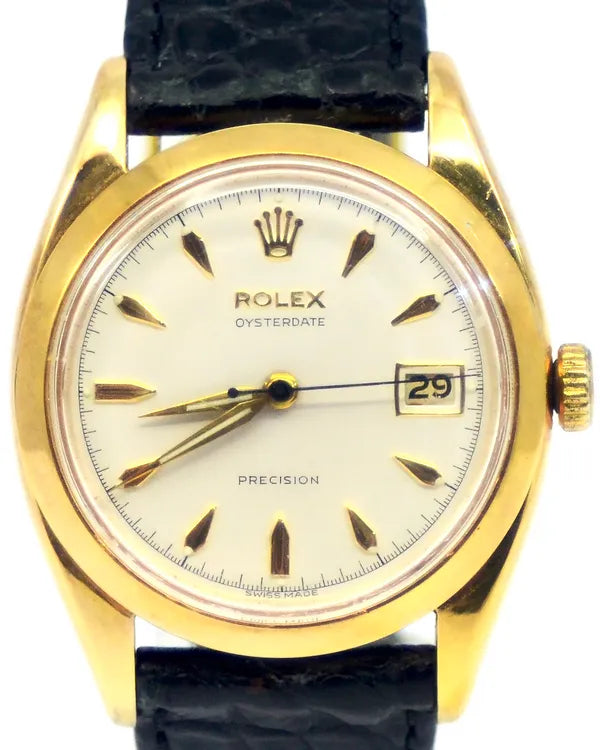Rolex Oyster Precision 34MM Silver Dial Leather Strap (6494)