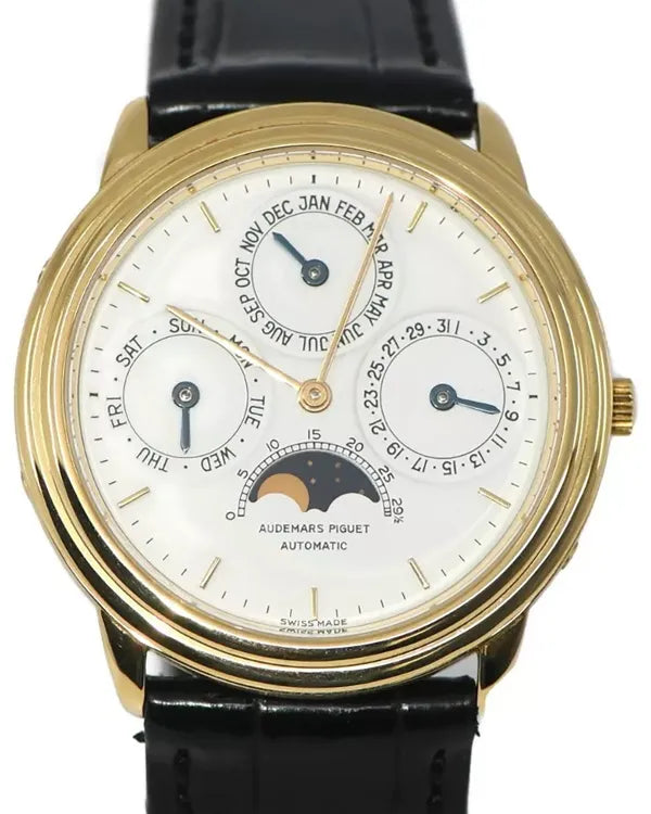 Audemars Piguet Quantieme Perpetual Calendar 36MM White Dial Leather Strap (25657BA)