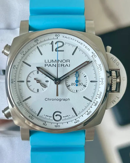 2022 Panerai Luminor Chrono 44MM White Dial Rubber Strap (PAM01218)