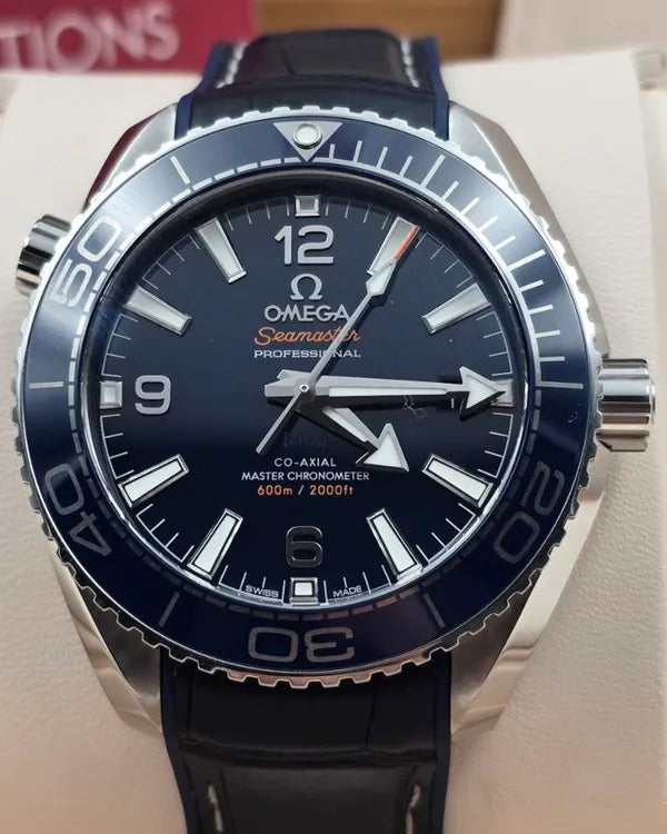 (Albert) 2024 Omega Seamaster Planet Ocean 600M 39.5MM Blue Dial Leather Strap (215.33.40.20.03.001)